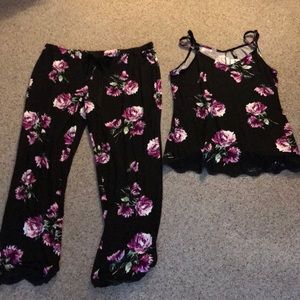 Torrid black and purple floral pajama set